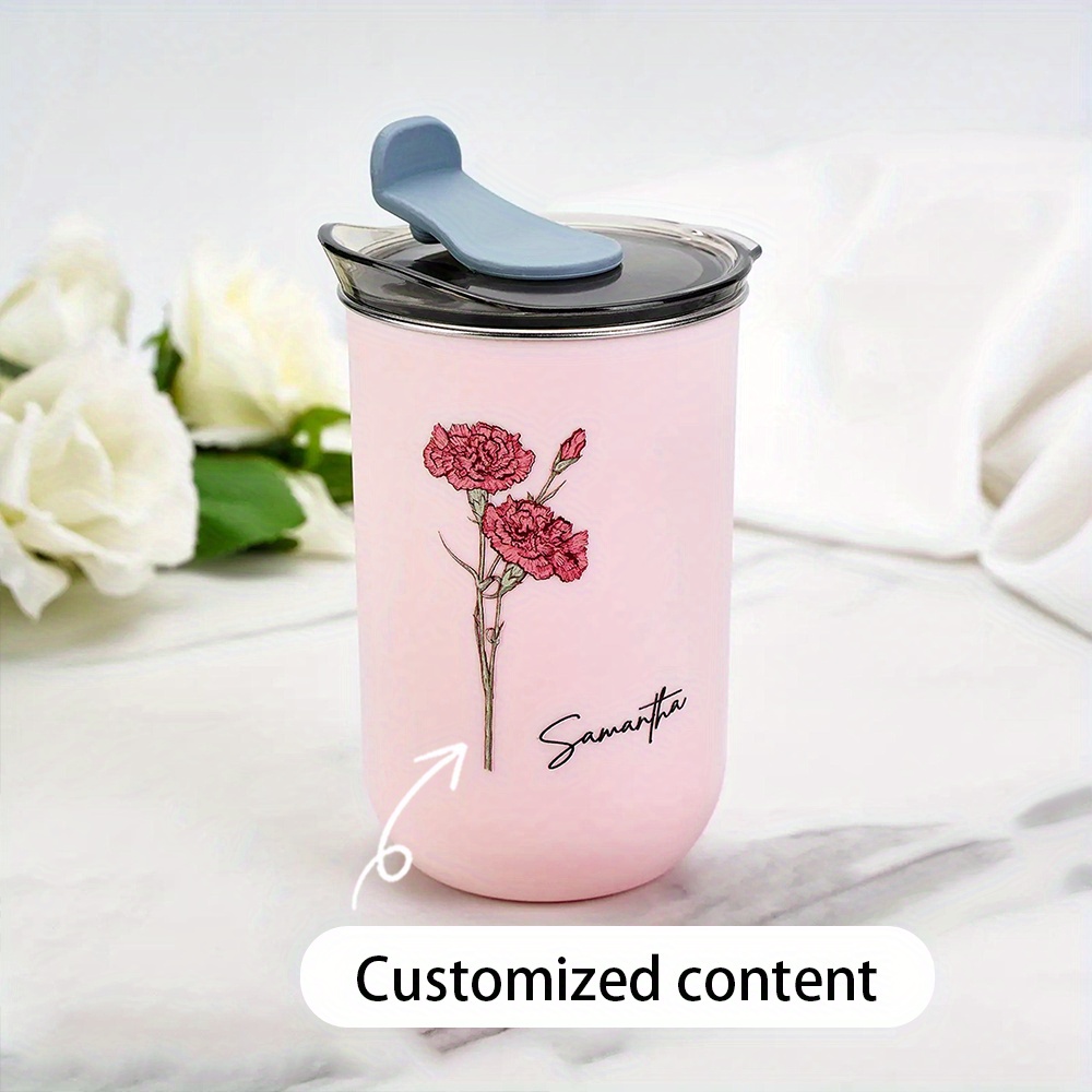 Coffee Equipment Usa - Personalisierter Geburtsblumen-Kaffeebecher, Reisebecher aus Edelstahl mit